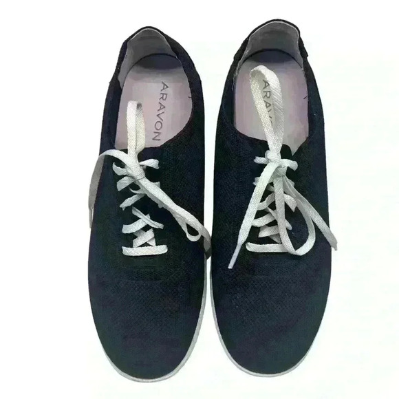 Aravon Womens Pyper Knit LaceUp Sneaker Black Size 8.5 Walking Athleisure Sporty - Picture 2 of 9